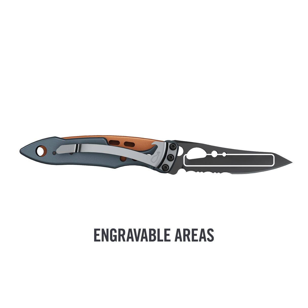 Translation missing: en.Skeletool® KBx knife in Aurora color with outlined engravable area on the blade