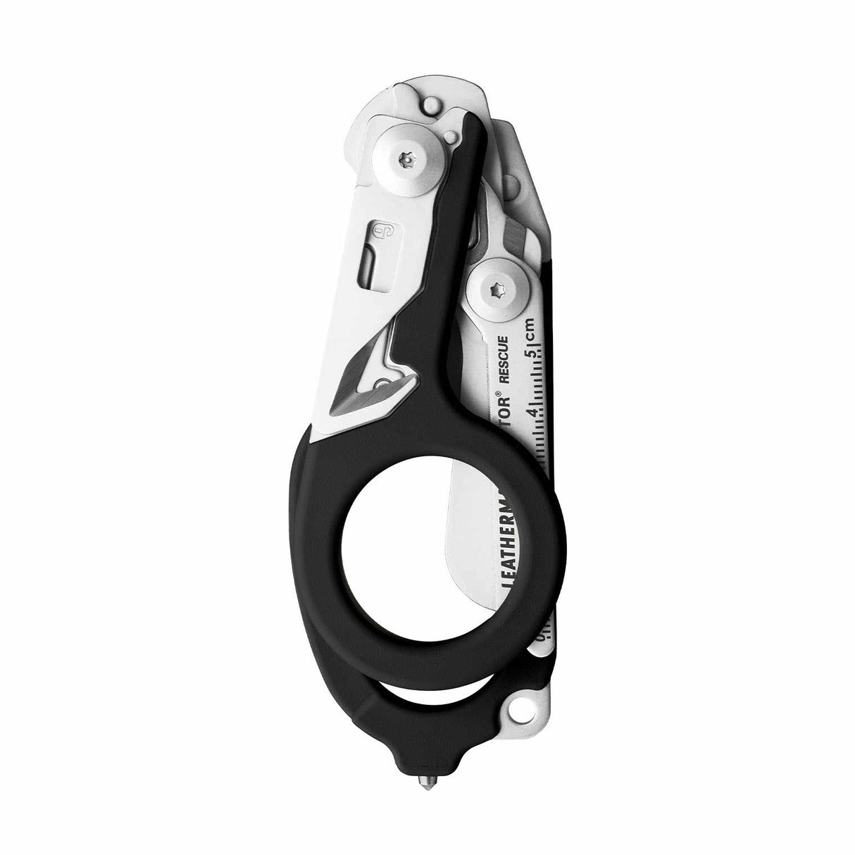 Translation missing: en.Black Leatherman Raptor Rescue trauma shears folded, showcasing its compact size