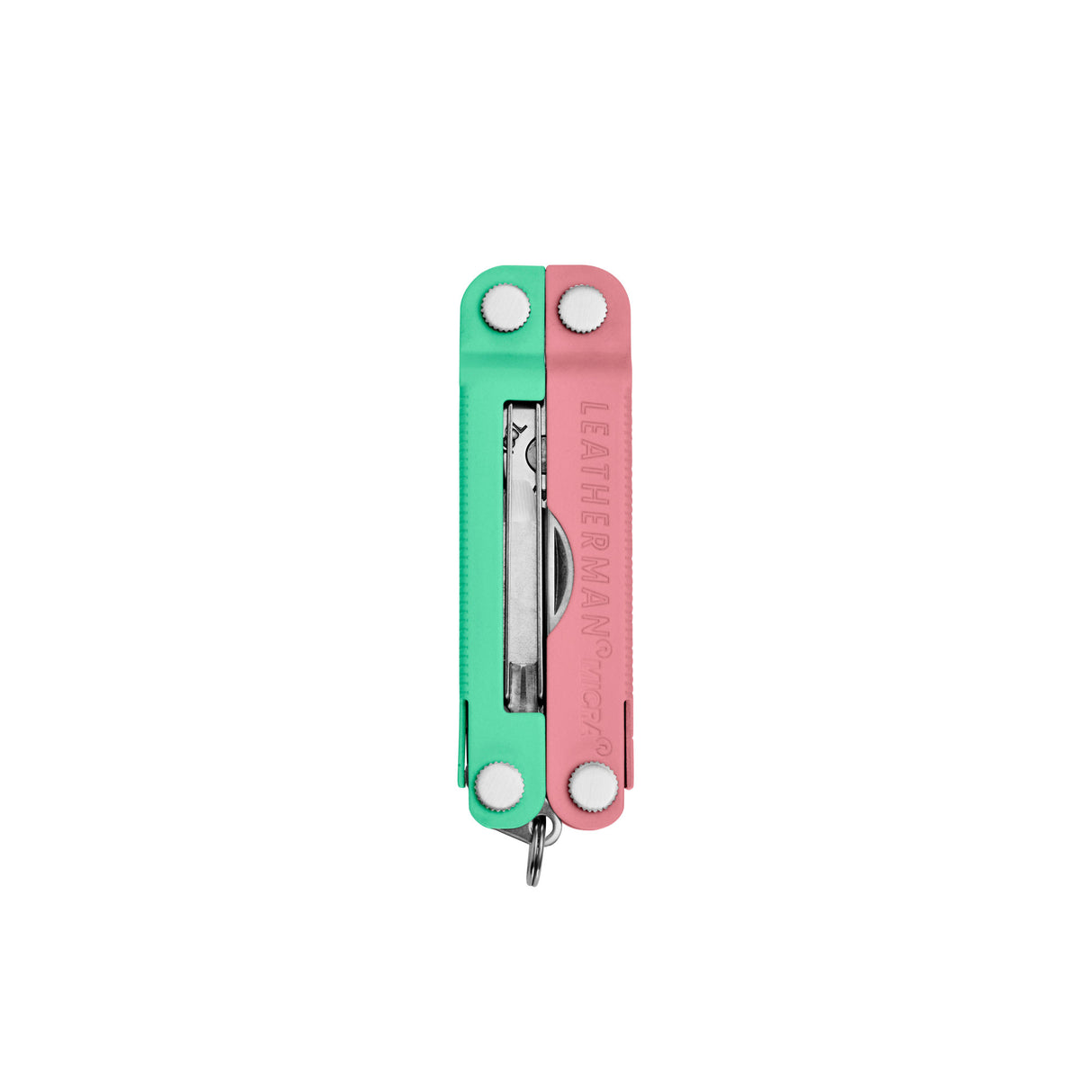 Translation missing: en.Bayside Leatherman Micra® multi-tool closed, showcasing the tweezers and Leatherman brand on one handle