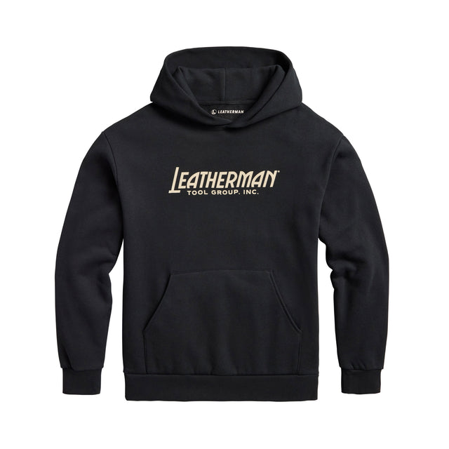 Translation missing: en.Black Leatherman Blade &amp; Grain hoodie with "Leatherman Tool Group, INC." on the front