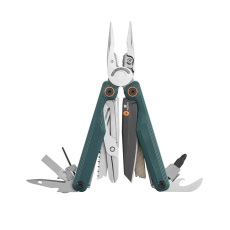 Translation missing: en.Cascadia Leatherman Wave® Alpha multi-tool opened showcasing the many tools and features included