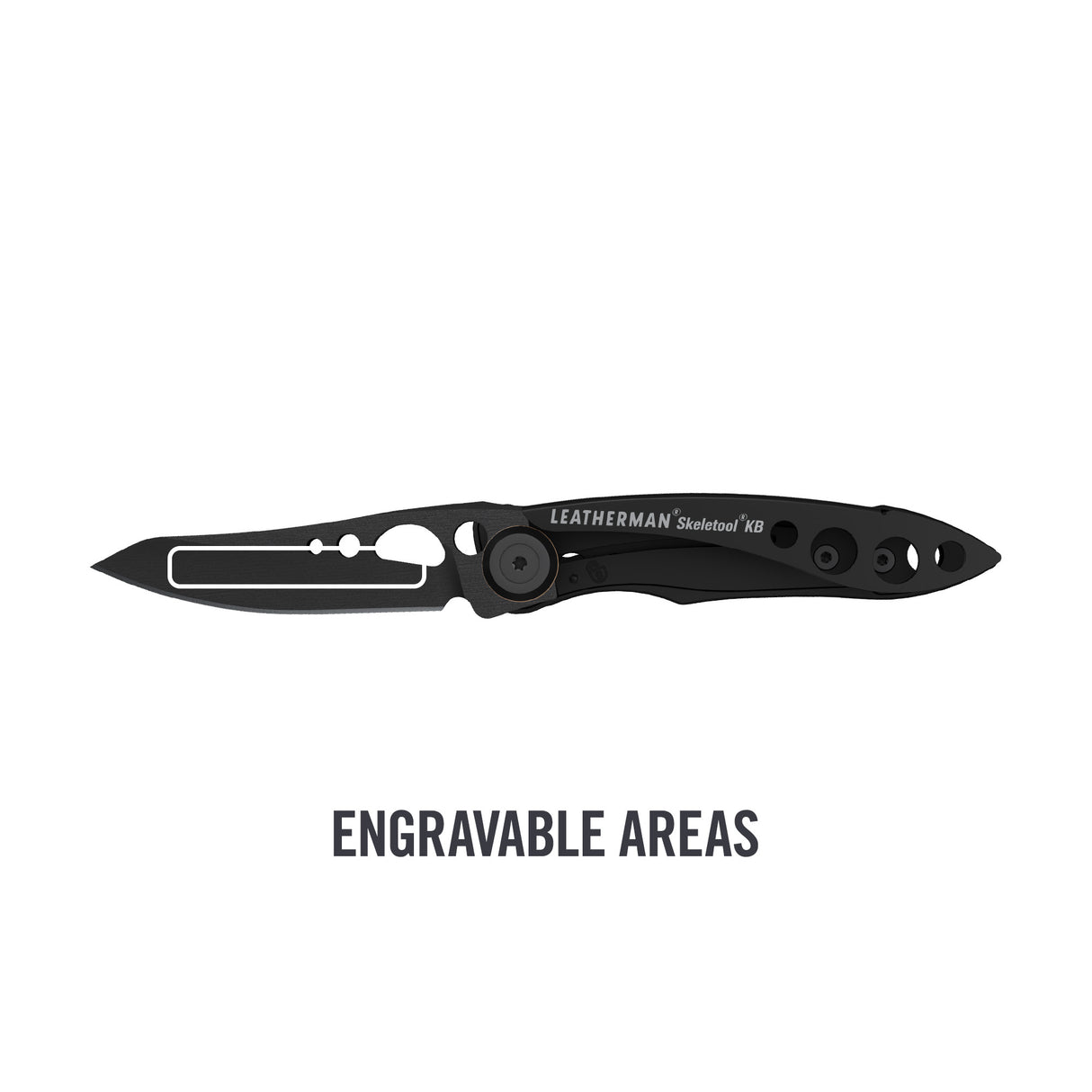 Translation missing: en.Onyx Skeletool® KB knife with highlighted engravable area along the blade