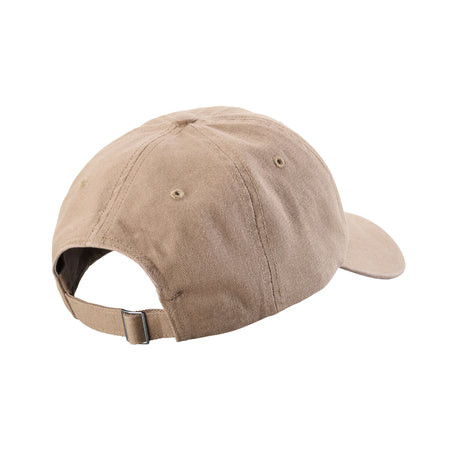 Translation missing: en.Back of the natural gold Leatherman Dad Hat showing off the metal buckle clasp