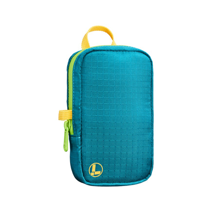Translation missing: en.Leatherman Tool Pouch in Teal Twist with yellow handle, green zipper, and small round logo near the bottom