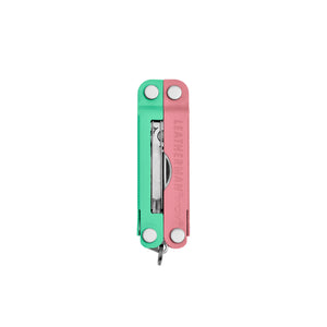 Translation missing: en.Bayside Leatherman Micra® multi-tool closed, showcasing the tweezers and Leatherman brand on one handle