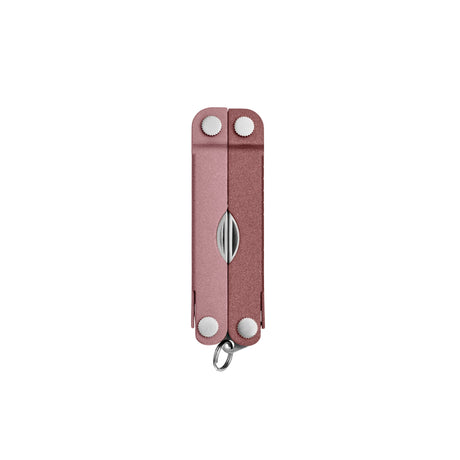 Translation missing: en.Heathered Blush Leatherman Micra® multi-tool closed, showcasing its compact design and keychain attachment