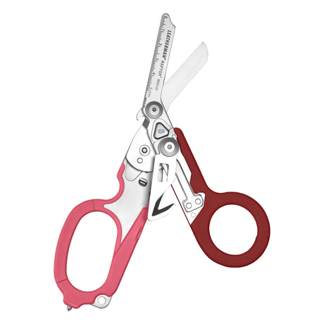 Translation missing: en.Open Raspberry Leatherman Raptor Rescue trauma shears with premium scissors and various tools