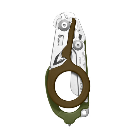 Translation missing: en.Woodland Leatherman Raptor Rescue trauma shears folded, showcasing its compact size