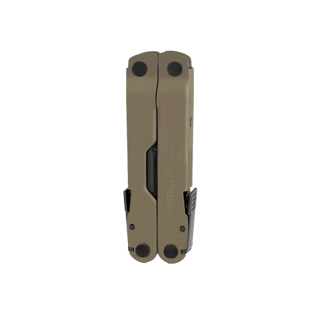 Translation missing: en.Coyote Tan Leatherman Rebar® multitool in closed position, showcasing its sleek design and robust construction