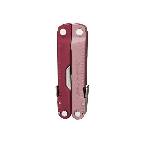 Translation missing: en.Heathered Cranberry Leatherman Rebar® multi-tool closed showing its compact design for outdoor and DIY use