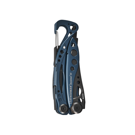 Translation missing: en.Nocturnal Skeletool Cx multitool folded, showing carabiner clip and cutout handle design