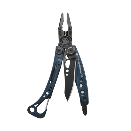 Translation missing: en.Leatherman Skeletool Cx multitool in Nocturnal color with open pliers, blade, and bit driver