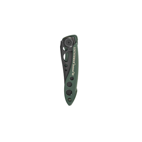 Translation missing: en.Folded Skeletool® KB pocket knife in OD Green with skeletonized handle and visible pivot screw