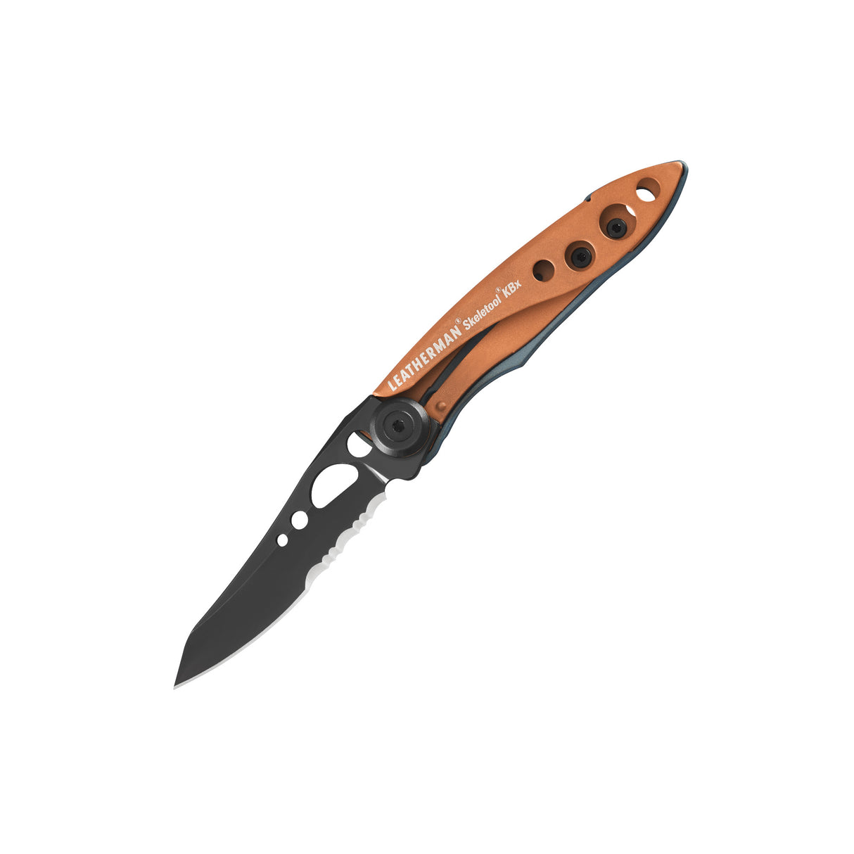 Translation missing: en.Aurora Skeletool KBX folding knife with partially serrated black blade and cutout handle