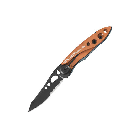 Translation missing: en.Aurora Skeletool KBX folding knife with partially serrated black blade and cutout handle