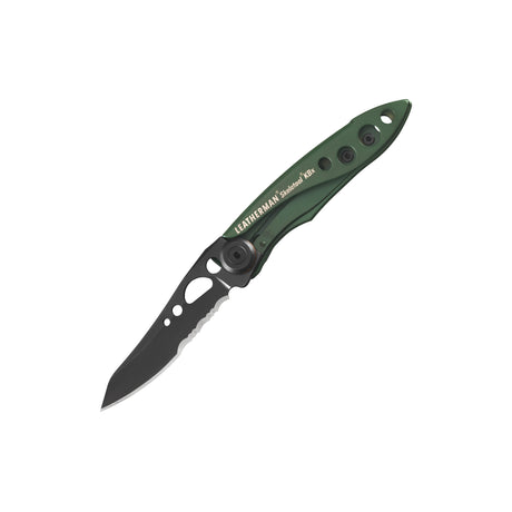 Translation missing: en.Leatherman Skeletool KBX folding knife with OD Green handle and partially serrated black blade