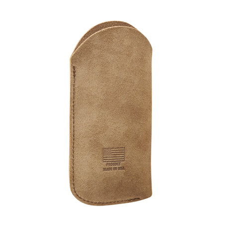 Translation missing: en.A brown suede leather tool sleeve embossed with an American flag and the words “Proudly Made in USA” near the bottom center, photographed upright against a white background