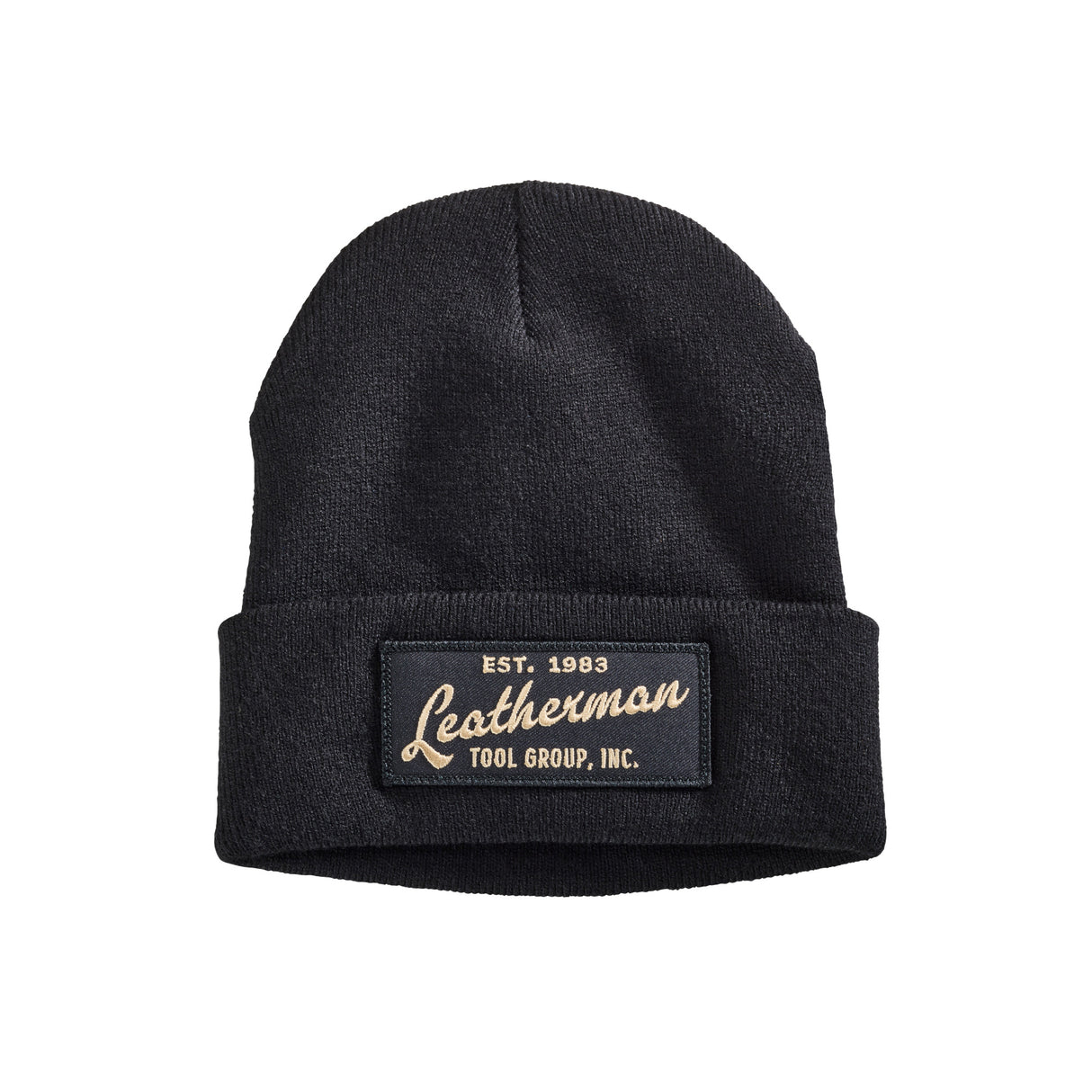 Translation missing: en.Leatherman Vintage Logo beanie with 'Leatherman' in a cursive font. Established 1983